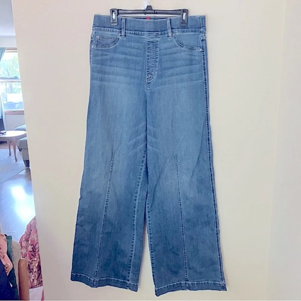 SPANX Shape Plus Size EveryWear Seamed-Front Wide Leg Cotton Denim Jeans Size 1X